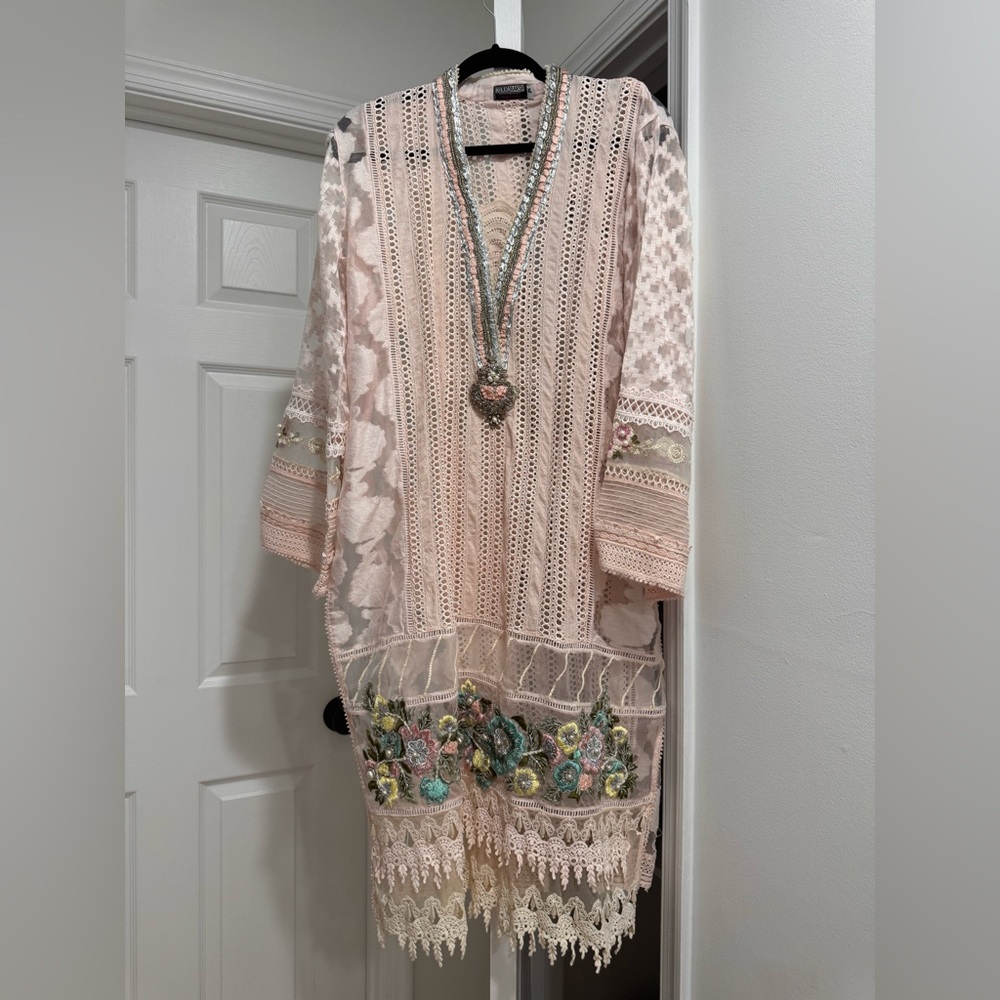 Chic Lace Pink and Cream Kurta